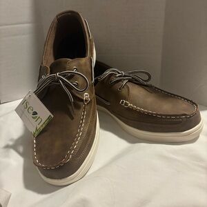 Island Surf Brown Boat Shoes with Rawhide Laces